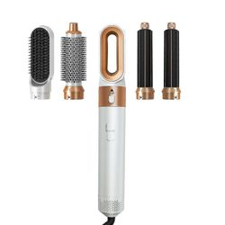 5-in-1 kuumailmaharjan muotoilulaite ja kuivausrumpu-ioninen hiustenkuivaaja w / lisälaitteet - matkaystävällinen Valkoinen