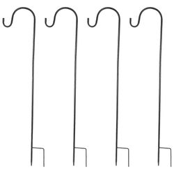 4 kpl säädettävää koukkua, koristetanko jalustalla, puutarhan reunuskoukku kukkapalloille, kasveille Musta