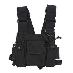 Chest Rig laukku, Radio Chest Valjaat heijastava liivi Hip (1kpl, musta)