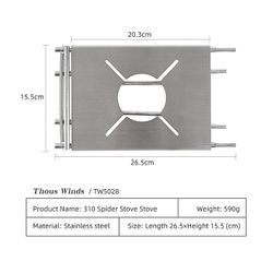 Thous Wind - A38grad Campingbord Utvidbart tilbehør for utsiden, Soto 310 Komfyr TW5028