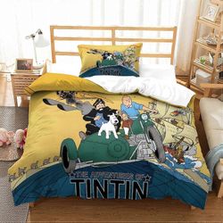 Kerota Vuodevaatteet Setti Tinttien seikkailut 3D-tulostetut aikuiset Teini-ikäiset tytöt Pojat Pussilakanasetti Pörröiset mikrokuituvuodevaatteet ...