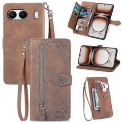 OnePlus Nord 4 -kotelon vetoketjullinen lompakko PU nahkainen kukkapainatus puhelimen kansi Monivärinen Style E