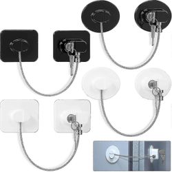 4-osainen jääkaapin lukkosarja 8 avaimella, liimakaapin lukko keittiön turvallisuuden takaamiseksi Valkoinen. Musta