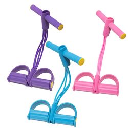 Fitness Pedal Puller Resistance Band 4 Rör Elastiskt rep Sit-up Pull-up Axel Arm Buk Midja Ben Gym Träningspass Träningsutrustning