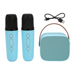 Karaoke Machine Bluetooth-karaokekonekaiutin 2 langattomalla mikrofonilla - kannettava monitoiminen stereoääni kotijuhliin KTV (sininen)