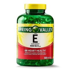 Spring Valley Vitamin E pehmeät geelit, 400 IU, 500 Count