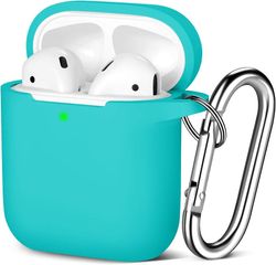 AIR Beskyttende stødsikkert cover med karabinhage kompatibelt med Airpods etui 2 1 blågrøn