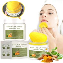 Unbrand Kurkuma Kojic-puhdistustyynyt, luonnolliset kurkuman puhdistustyynyt kasvoille, tasapainottavat ihon vettä ja öljyä, kurkumatyynyt kasvoill...