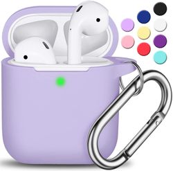 Airpods tilfelle med nøkkelring, egnet for kvinnelige jenter med Apple Airpods trådløst ladeetui, -svart A-rosa lilla