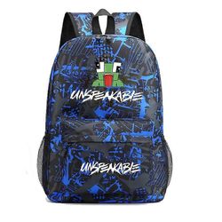 Sanoinkuvaamaton kannettavan tietokoneen reppu tytöille Pojat Lasten koululaukut Kirjalaukku Vedenkestävä kevyt matkareppu Tulostaminen sininen