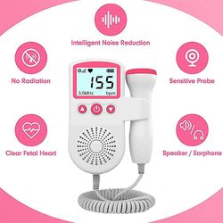 Føtal Doppler Detektor Baby Heart Beat Rate Probe Prænatal Monitor Ultralyd Hjerteslag Detektor Pink