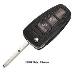 Flip Folding Remote Car Key Case Shell För Ford Focus Mondeo Fiesta 2013 3 Knappar Fob Auto Cover Med Hu101 Blade 2B HU101-blad