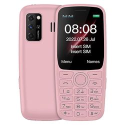 Carrep 2G GSM mobiltelefon 1,77 tommer skærm med 800mAh 15 dages standby kraftfuld med lommelygte bagkamera lille mobiltelefon Pink Official Standard