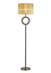 Inspired Lighting Firenze Rundt gulvlampe med blød bronze skygge 1 lys antik messing, krystal