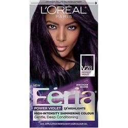 Loreal Paris L'oreal Paris Feria Monipuolinen hohtava pysyvä hiusväri, V28 Midnight Violet (syvin violetti), 1 setti