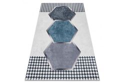 RugsX ANDRE 1863 vasketæppe diamanter, geometrisk skridsikker - hvid / sort 120x170 cm