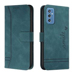 Nahkainen magneettinen suljinkotelo, jossa on käännettävä lompakkotelineen toimintokansi Samsung Galaxy M52 5G:lle Vihreä