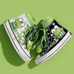 Otwoo Kawaii Ny Kuromi Canvas Sko Sanrio Min Melody Cinnamoroll Girls Tegneserie High-top Canvas Sko Student Sport Casual Sko Keroppi-C 40