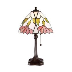 Interiors 1900 Lighting Botanica 1 Lys Medium Bordlampe Mørk Bronze, Tiffany Glas, E27