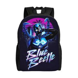 Sininen kovakuoriainen monipuolinen reppu pestävä rento tyyli kouluopiskelijareppu trendikäs oxford-kangas tietokonelaukku unisex-hjka4020