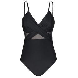 Breey Kvinner Slip Badetøy One Piece Badedrakt Deep V Neck Bikini Badedrakt Zj Svart L