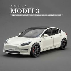 1:24 Model 3 Model Y Model S Model X Alloy Painevalettu Automalli Ääni ja valo Lasten lelukeräilyesineet Syntymäpäivälahja Malli 3 Valkoinen