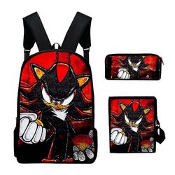 sonic reppu lounaspakkaus kynälaukku 3kpl sarja sarjakuva muoti opiskelija koululaukku anime laukku lasten reppu laukut penaali lahja 3kpl-setti-14