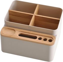 Skrivebord Opbevaringsboks, Træ Desktop Storage Box Multifunktionelle Træ Brevpapir Skrivebord Neat