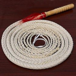 Aitoa nahkaa Bullwhip karjatyöhön ja urheiluharjoitteluun, käsintehty punottu hevosruoska luistamattomalla kahvalla white