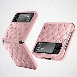 Pu læderetui kompatibelt med Samsung Galaxy Z Flip 4 Pink