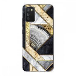 Crazy Kase Cover Til Samsung Galaxy A02s Soft Silicone 1 Mm, sort og guld marmor