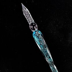 Barsinfi Krystal glas blæk gave pen retro håndlavede Dip Pen Skrive kunst dekoration Blå