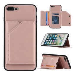 Gangxun Sag til iphone 8 Plus / 7 Plus Vintage Cuir Cover Læderetui Kofanger - Rose