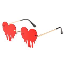 Liltop Unisex Fashion Heart Solbriller Sjov Fest Rimless Shades Førerbriller Rød