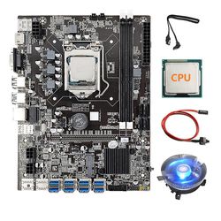 8 GPU B75 USB Btc Miner Mboard + cpu + cpu Fan + SATA-kabel + s kabel 8x PCIE til usb3.0 A1