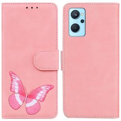 Etui til Realme 9i Butterfly Cover Premium Læder Magnetisk- Pink