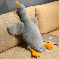 50-190cm Giant Duck Plysj Leker Fluffy Sleep Pillow Cute Animal Stuffed Swan Goose Soft Dolls Floor Mat Kids Girls Birthday Gift V Gray