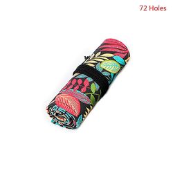 Treblad 12/24/36/48/72 Hull Lerret Roll Pen Curtain Blyant Bag For Case Makeup Wrap Holder Oppbevaringspose