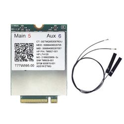 4G-moduuli LT4120 LTE T77W595 150Mbps WWAN M24G modeemi + 2 antennia HP-Probook/EliteBook 840 850 820 745 G3 kannettavalle tietokoneelle