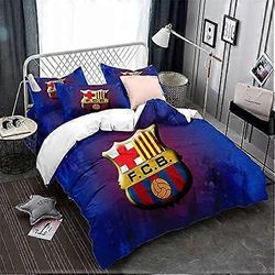 Kerota Jalkapallojoukkue FC Barcelona Pussilakana Kevyt mikrokuitu Pehmeä peitto Vuodevaatteet Setti Sing Double Koko 3 kpl ) Single135x200cm