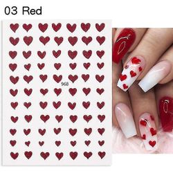 Love Nail Art Sticker Rødt guld og sølv laser kærlighed søm kunst decal 3d klæbende søm kunst tilbehør figur-3