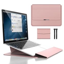 Laptop Bag Business Veske for Macbook Air Pro 13 14 M1 Case Ermet 13.3 15 15.6 Rosegull med stativ