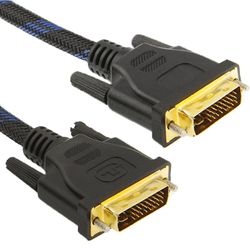 JVY Nylon Netting Style DVI-I Dual Link 24 +5 Pin Mand til Mand M / M Videokabel, Længde: 1,5 m