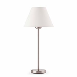 Faro Lighting Faro Nidia - 1 lys bordlampe hvid, Satin nikkel med hvidt linned skygge, E27