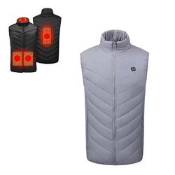 Lauwodun Electric Vest Fire zoner Intelligent Opvarmning Mænd og kvinder Opvarmning Tøj Konstant Temperatur Full Body Undershirt - Gray grå 2XL
