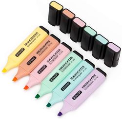 Linkrunning ZEYAR Highlighter, pastelfarver Mejselspids markør pen, forskellige farver, vandbaseret, hurtigtørrende (6 makaron farver)