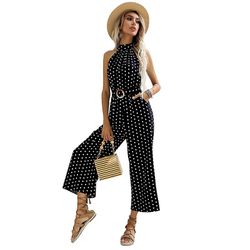 Yunshu Kvinder Wide Leg Bib Jumpsuit med lommer Sort S