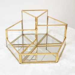 Linkrunning Makeup Organizer 5 rum Klar makeupbørster Eyebow Læbestifter Opbevaring Multifunktion Kosmetisk opbevaringsmontre Som vist As shown