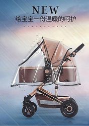 Baby Stroller Accessories Universal klapvogn regnslag Baby Bil Vejr Vind Solskærm Gennemsigtig åndbar vognparaply Regnfrakke tilbehør EVA med lynlås