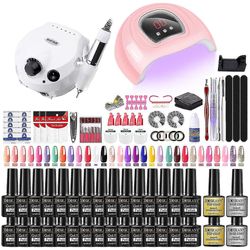 Profesjonelt neglesett med neglebor og UV-lampe Negletørker For negleforlengelser Gel Negler Polsk Kit Soak Off Poly Nail Gel Set Gratis frakt + 50...